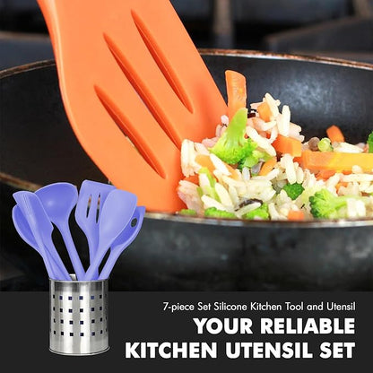 Chef Craft - Premium Silicone Kitchen Tools and Utensils Set, Non-Scratch, Withstands Temperatures up to 450°F, BPA-Free, 7 Piece Cooking Utensils Set, Pastel Blue - Image 5