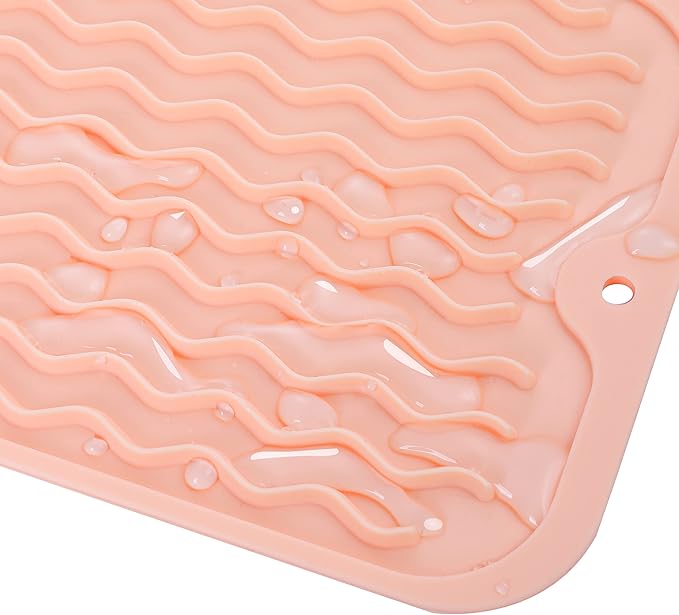 MicoYang Silicone Dish Drying Mat for Multiple Usage,Easy clean,Eco-friendly,Heat-resistant Silicone Mat for Kitchen Counter,Sink,Bar,Bottle,or Cup Pink M 17 inches x 6 inches - Image 9