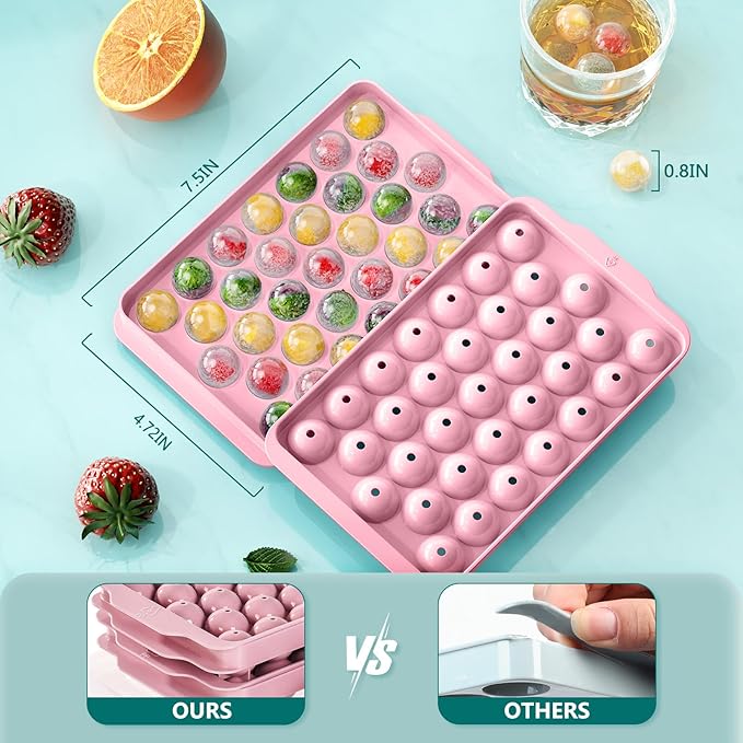 Optish 3 Pack Ice Trays for Freezer, 99 PCS Ice Cube Tray with Lid and Bin, Round Ice Cube Mold, Circle Ice Maker for Chilling Drinks (0.8 inch, Pink) - Image 5
