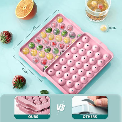 Optish 3 Pack Ice Trays for Freezer, 99 PCS Ice Cube Tray with Lid and Bin, Round Ice Cube Mold, Circle Ice Maker for Chilling Drinks (0.8 inch, Pink) - Image 5