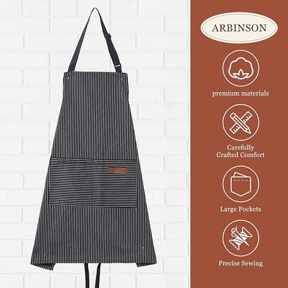 2 Pack Cooking Aprons Adjustable Bib Apron for Women with 2 Pockets, Kitchen Restaurant Men Chefs Aprons