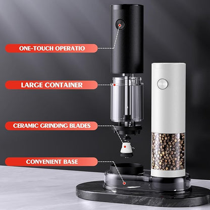 Electric Salt and Pepper Grinder Set Automatic Grinder for Kitchen Battery Pepper Mill Shakers Adjustable Coarseness Upgraded Larger Capacity with Led Gifts for Mom - Image 7
