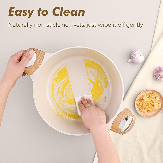 SENSARTE Ceramic Pots and Pans Set Nonstick, Kitchen Cookware Sets, 14-Piece Induction Cookware, Non-toxic Healthy Non Stick Cooking Set, with Frying Pans Set, PFAS PTFE PFOA PFOS Free - Image 5