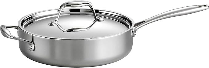 Tramontina Signature Tri-Ply Clad Stainless Steel 3-Quart Saute Pan with Lid, Induction-Ready Cooking Pan, Dishwasher-Safe, NSF-Certified, Made in Brazil by Tramontina