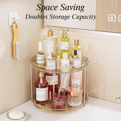 LAMU 2 Tier Lazy Susan Turntable Organizer 10.6'' Rotating Spice Rack Organization for Cabinet, Kitchen, Pantry, Countertop, Bathroom, Vanity, Medicine Cabinet Organizer, Amber - Image 6