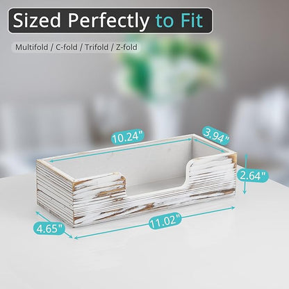 Paper Towel Dispenser Countertop, Retro White Wood Bathroom Paper Towel Holder, Black Napkin Holder for Kitchen, Countertop Multifold C-Fold, Z-Fold, Trifold Paper Hand Towel Dispenser for Toilet - Image 2