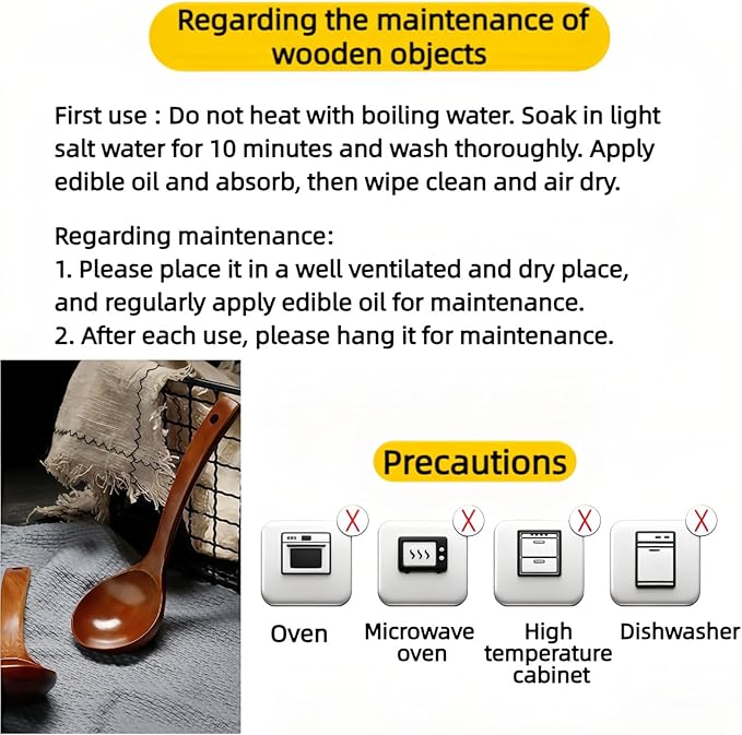 10" Premium Wooden Spoon for Cooking, Natural Teak - Non Drip, Heat Resistant & Comfort Grip, Handmade Smooth Wood Soup Spoon for Stirring, Serving, Non Stick Pots/Hot Soups and Broths - Image 7