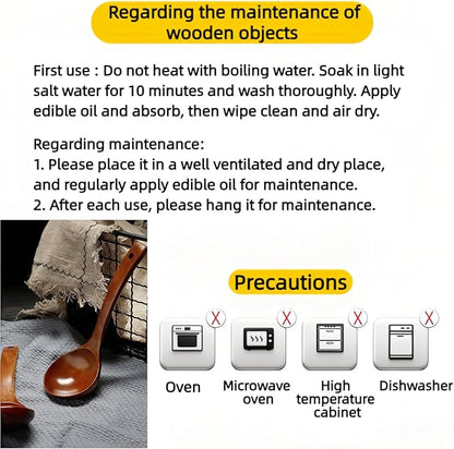 10" Premium Wooden Spoon for Cooking, Natural Teak - Non Drip, Heat Resistant & Comfort Grip, Handmade Smooth Wood Soup Spoon for Stirring, Serving, Non Stick Pots/Hot Soups and Broths - Image 7