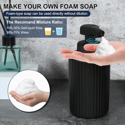 Automatic Soap Dispenser Foaming Touchless: 9oz Black Plastic - Rechargeable Electric Smart Auto Foam Soap Dispenser - Hand Dish Bathroom Kitchen - Image 2