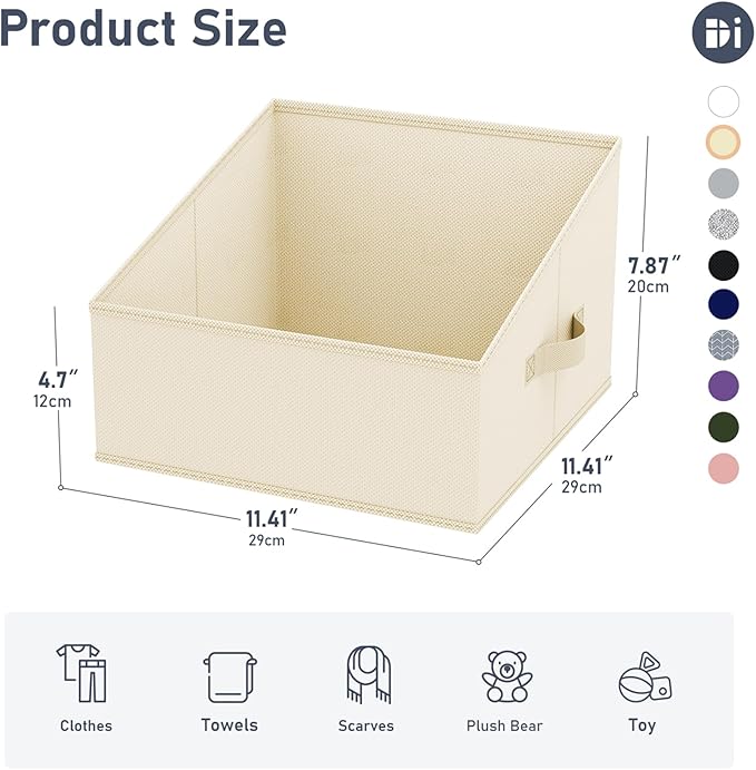 DIMJ Closet Storage Bins - Fabric Storage Baskets for Shelves, Collapsible Clothes Organizer with Handles for Purse, Toys, Books, Towel, Clothes, 6 Pack, Beige - Image 2
