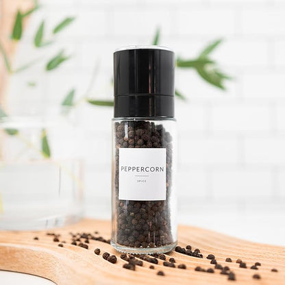 SAVVY & SORTED Glass Spice Jars with Label, 24PK Round Bamboo Jar Spices Set 4oz, 374 Spice Labels, Pepper Grinder, Empty Herb Seasoning Containers, Funnel and Shaker Lids - Image 6