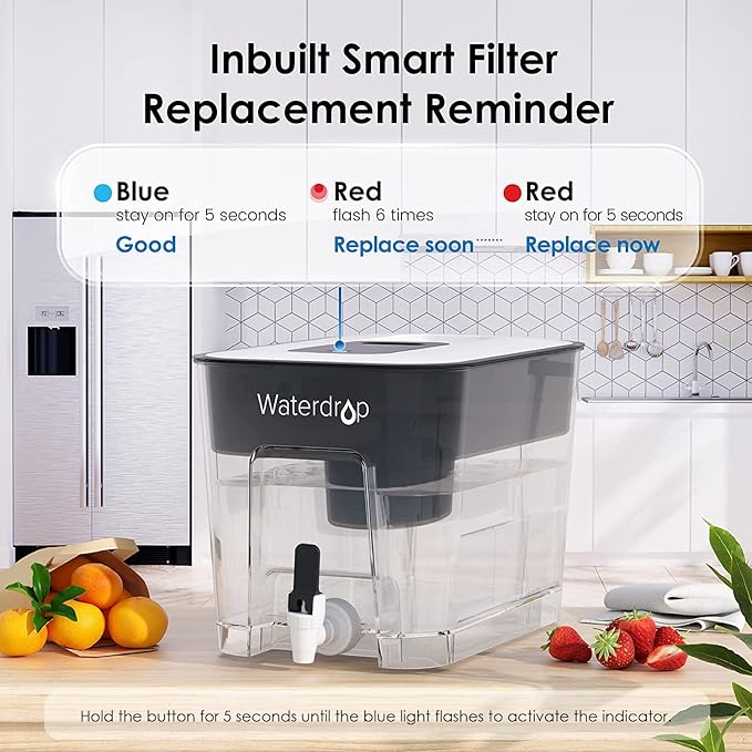 Waterdrop WFD-22L-A Alkaline Water Filter Dispenser, Large 40-Cup Water Filter Pitcher, Healthy, Clean & Toxin-Free Mineralized Alkaline Water, 100-Gallon, BPA Free, Black - Image 6