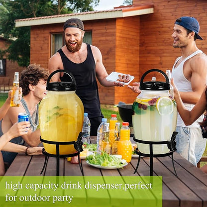 Havawish 2 Pack Drink Beverage Dispenser with Stand for Parties 1.16 Gallon Plastic Water Lemonade Juice Dispenser with Spigot and Lid for Countertop Weddings(Black)