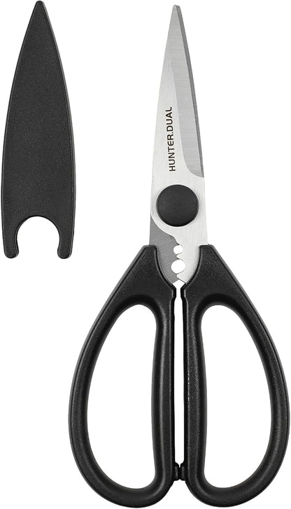 Kitchen Scissors for Food, HUNTER.DUAL Heavy Duty Come Apart Poultry Shears for Cooking, All Purpose for Cutting Chicken, Meat, Fish & Vegetables (Black, 8.26 Inch) by HUNTERDUAL