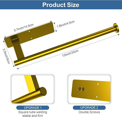 CUXIXA Paper Towel Holder Under Cabinet, Upgraded Adhesive Paper Towel Holder Wall Mount for Kitchen, Bathroom, RV, Bend-Resistant, Self-Adhesive or Drill mounting, Stainless Steel, Gold - Image 5