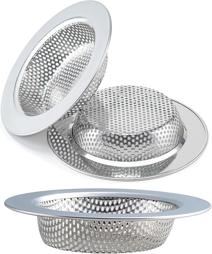 Honmein 3 Pcs Sink Strainer for Most Kitchen Sink Drain Basket, Upgraded Double-Layer Safe Design Kitchen Sink Strainer (Outer Diameter 4.5 Inch) by Honmein