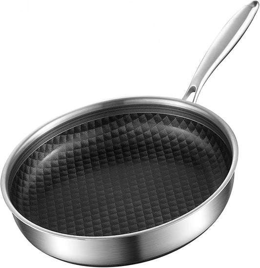 DELARLO Tri-Ply Stainless Steel 9Inch Omelette Pans Nonstick Frying Pan,Egg Pan Durable Chef's Pan,Induction Kitchen Skillets, Compatible with All Cooktops, Up to 600℉