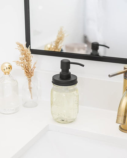 Jarmazing Products Mason Jar Soap Dispenser - Black - with 16 Ounce Ball Mason Jar - Made from Rust Proof Stainless Steel - Two Pack - Image 5