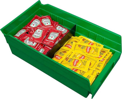 Akro-Mils 30130 Plastic Shelf Bins, Heavy Duty Storage Bins for Garage, Closet, and Drawer Organization, 12" x 6-1/2" x 4", Green, 12-Pack - Image 6