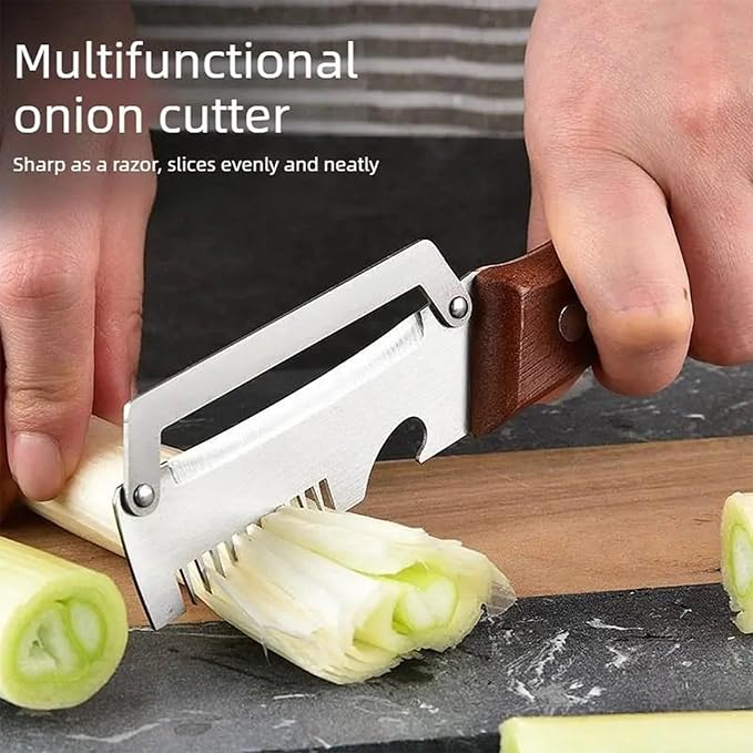 Roselli Wooden-Handled Stainless Steel Shredder and Peeler, Multifunctional Vegetable Peelers for Kitchen, Stainless Steel Peeler Knife with Wooden Handle & Bottle Opener (Paring knife*2)