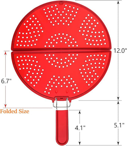 Splatter Screen for Frying Pan Foldable Grease Splatter Guard Silicone Splatter Shields Multifunction Oil Screen for Skillet with Folding Handle Bacon Splatter Screen Strainer - Image 7