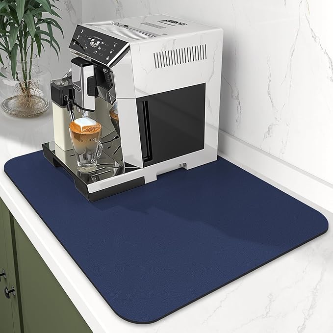 WISELIFE Dish Drying Mat Super Absorbent Drying Mat Large Dish Drying Mats for Kitchen Counter Easy Clean Dish Mat Kitchen Drying Mat15"x 18" Classic Blue - Image 2