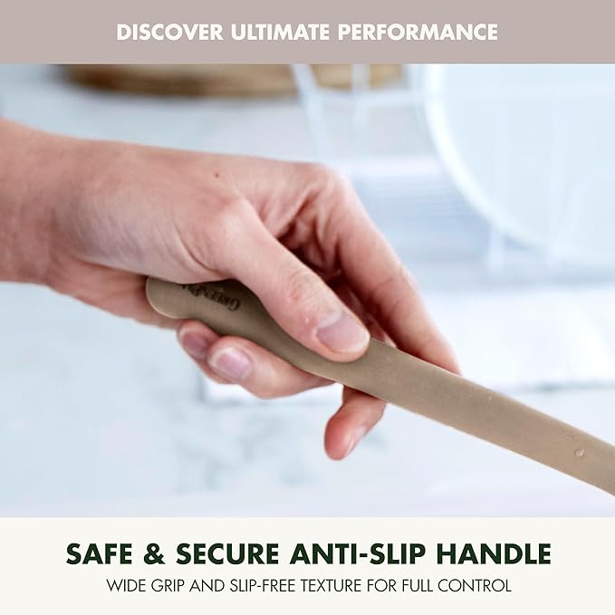 GreenPan Silicone Whisk, Mixing Blending Beating Stirring Cooking Kitchen Utensil, Flexible Rubber Nonstick Cookware, Rigid Steel Core, Heat-Resistant, Anti-Slip Handle BPA-Free Dishwasher Safe, Taupe - Image 5