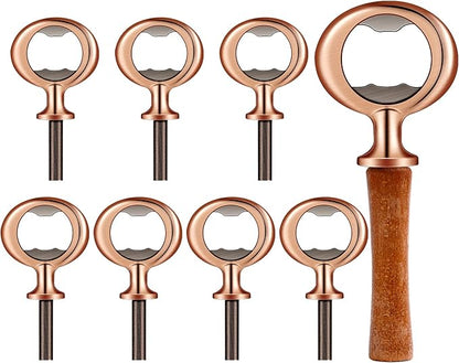 Cunhill 7 Pcs Metal Bottle Opener Blank Bulk Bottle Opener Inserts Parts Pieces Kit for Wood Craft DIY Project Turning Threaded Beer Hardware Turning Wedding Wine Party Ot Month (Bronze) by Cunhill