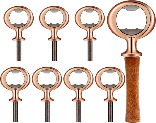 Cunhill 7 Pcs Metal Bottle Opener Blank Bulk Bottle Opener Inserts Parts Pieces Kit for Wood Craft DIY Project Turning Threaded Beer Hardware Turning Wedding Wine Party Ot Month (Bronze) by Cunhill