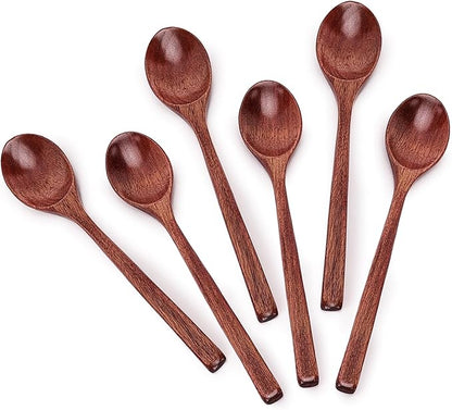 6pcs 9in Wooden Spoons, Soup Spoons Set, Long Handle Wooden Utensils for Cooking, Tasting, Serving, Stirring and Mixing (6pcs 9in) by YOLO+CGC