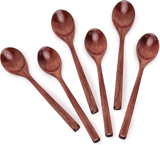 6pcs 9in Wooden Spoons, Soup Spoons Set, Long Handle Wooden Utensils for Cooking, Tasting, Serving, Stirring and Mixing (6pcs 9in) by YOLO+CGC