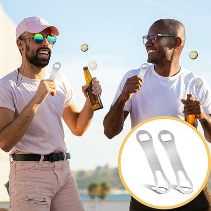 2 Pcs V Rod Bottle Opener Bartender, Pour Spout Removers Double Ended Flat Metal Bar Speed Key Opener Multifunction Stainless Steel Dog Bone Wine Bottle Opener for Bartenders Home Kitchen