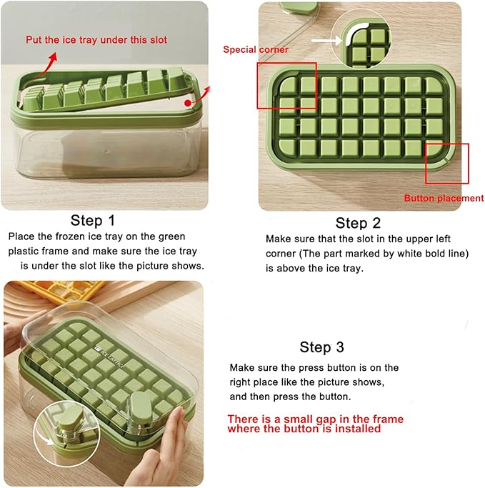 Ice Cube Tray with Lid and Bin, 2 Pack for Freezer, 64 Pcs Ice Cube Mold (White) - Image 2