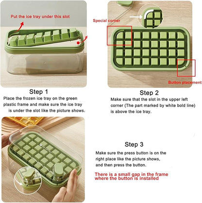 Ice Cube Tray with Lid and Bin, 2 Pack for Freezer, 64 Pcs Ice Cube Mold (White) - Image 2