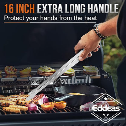 Eddeas 16 Inch long Kitchen Tweezers - 2 Pack large Tweezer Tongs for Cooking, Heavy Duty Stainless Steel Heat Resistant 600°F Food tweezers, Dishwasher safe - Image 2