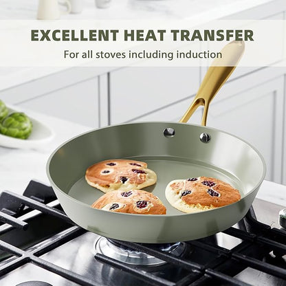 VONIKI Ceramic Cookware Set - Nonstick Pots and Pans With Kitchen Utensils, Non-Toxic, Induction Compatible, Dishwasher and Oven Safe - Image 6