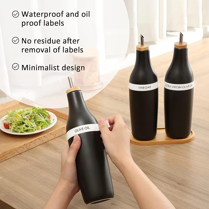HOMCDALY Olive Oil and Vinegar Dispenser Set, Two 16oz Ceramic Oil Dispenser for Kitchen, Kitchen Dispenser Bottle for EVOO Vinegar Syrups, Modern Farmhouse Design| Set of 2 – Black - Image 5
