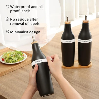 HOMCDALY Olive Oil and Vinegar Dispenser Set, Two 16oz Ceramic Oil Dispenser for Kitchen, Kitchen Dispenser Bottle for EVOO Vinegar Syrups, Modern Farmhouse Design| Set of 2 – Black - Image 5