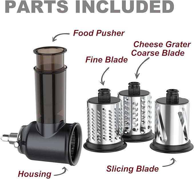 Slicer Shredder Attachments for KitchenAid Stand Mixer Cheese Grater Attachment for KitchenAid, Slicer Accessories with 3 Blades by InnoMoon - Image 2