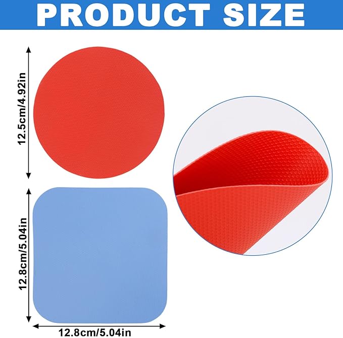 4pcs Jar Opener Gripper Pads, Rubber Can Opener Bottle Lid Cap Gripper Pads for Weak Hands Seniors Elderly Multi-Function Kitchen Coasters Gadgets (Red, Blue) - Image 2