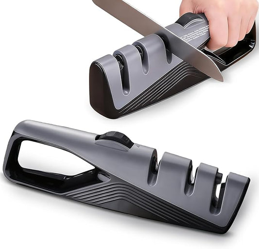 Knife Sharpener, 5 Adjustable Angle, 3 in 1 Professional Chef's Kitchen Knife Accessories, Kitchen Blade & Scissors Sharpening Tool, Versatile Manual Knife Sharpener, Easy to Use, for Kitchen Knife by Keaixinyu