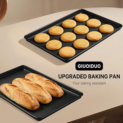 2-Pack Commercial & Home Baking Sheet Pans - Heavy Duty Nonstick Carbon Steel Cookie Trays, Warp-Resistant Oven Pans for Baking, Roasting & Sheet Pan Meals (17.5x11.8 Inch) - Image 5