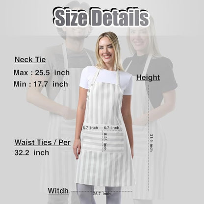 TOSHEX Kitchen Apron Waterdrop Resistant Cotton Apron with adjustable Aprons for Women with Pockets Cooking Apron Chef Apron for Men (1, Gray)
