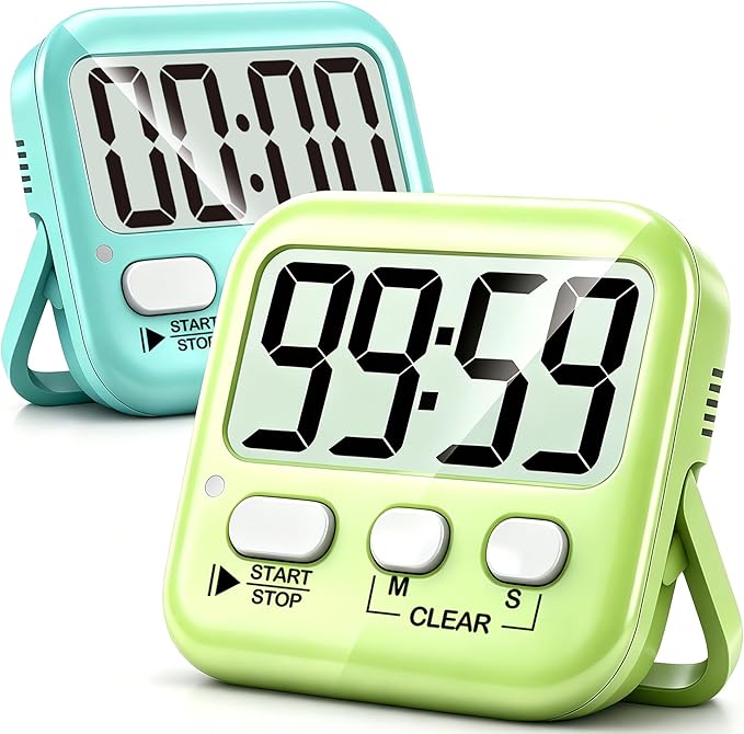 Antonki 2 Pack Digital Timer for Kids, Magnetic Countdown Kitchen Timers for Cooking, Egg, Classroom, Teacher, Exercise, Study, Oven - Battery Included by Antonki