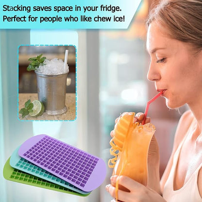 LeeYean Silicone Mini Ice Cube Trays 3 Pack, 160 Crushed Ice Cube Molds Easy Release Small Ice Cube for Chilling Whiskey Cocktail, Flexible Stackable and Durable Soft Mold Storage Containers, BPA Free - Image 7