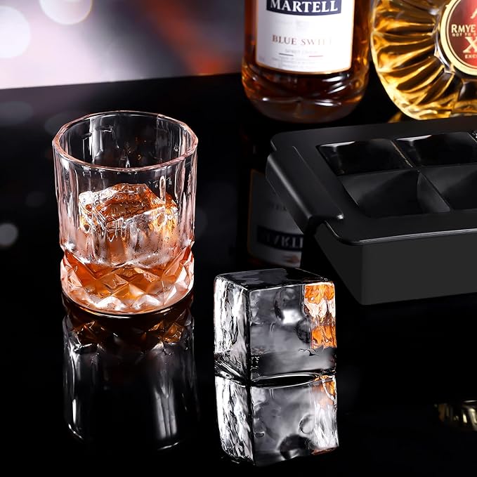 Ticent Ice Cube Trays (Set of 2), Silicone Sphere Whiskey Ice Ball Maker with Lids & Large Square Ice Cube Molds for Cocktails & Bourbon - Reusable & BPA Free - Image 3