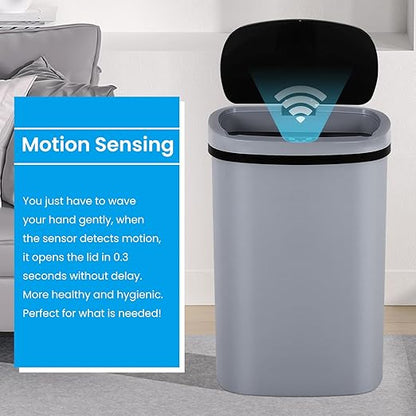 13 Gallon Trash Can | 50L Sensor Automatic Kitchen Trash Can with Lid | Touchless Garbage Bin Odor-Control for Kitchen, Office, Bedroom, Living Room (1 Pack, Gray) - Image 3