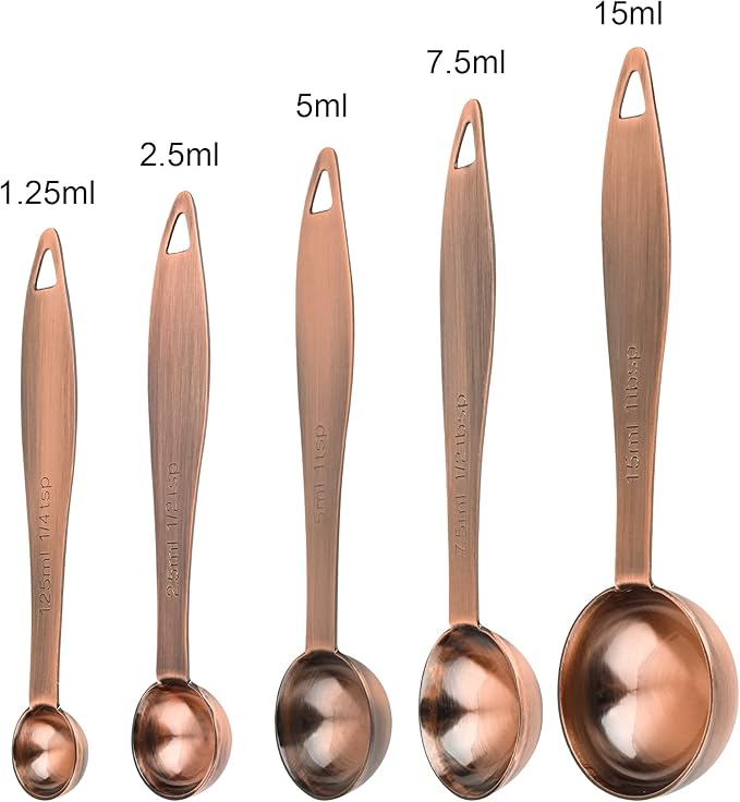 Measuring Cups and Spoons Set, 12 Pieces Stainless Steel Measuring Cup Set, Metal Copper Measuring Cups Spoons, Dry & Liquid Kitchen Measure Cup Spoon & Leveler & Measure Equivalents - Image 5