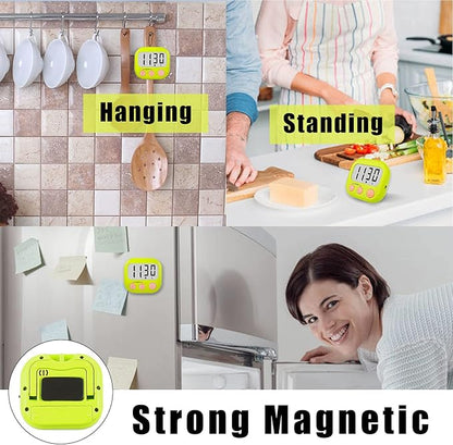 6 Pack Digital Kitchen Timers for Cooking Magnetic Timer for Cooking Loud Alarm Green - Image 6