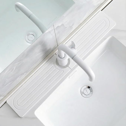 Faucet Mat for Kitchen Sink -Diatomite Stone Drying Mat for Kitchen Counter & Bathroom Sink,Quick-Dry Kitchen Sink Mat-Sink Protector & Splash Guard,Super Absorbent (White, 23.6" x 4") by SUXLINA